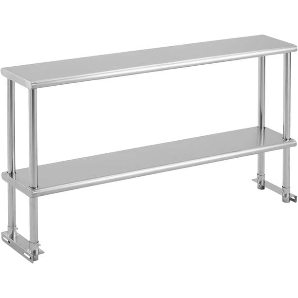 Estante Doble de Acero Inoxidable de 60 Pulgadas, NSF, Soporta Hasta 800 Libras, Estante Ajustable Comercial de 2 Niveles