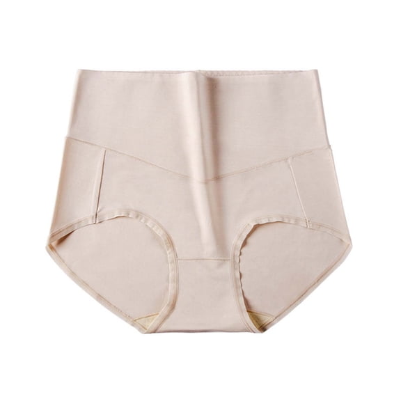 ITSAME Womens Cotton Briefs High Waist Breathable Stretch Soft Comfort Panties Beige Size L