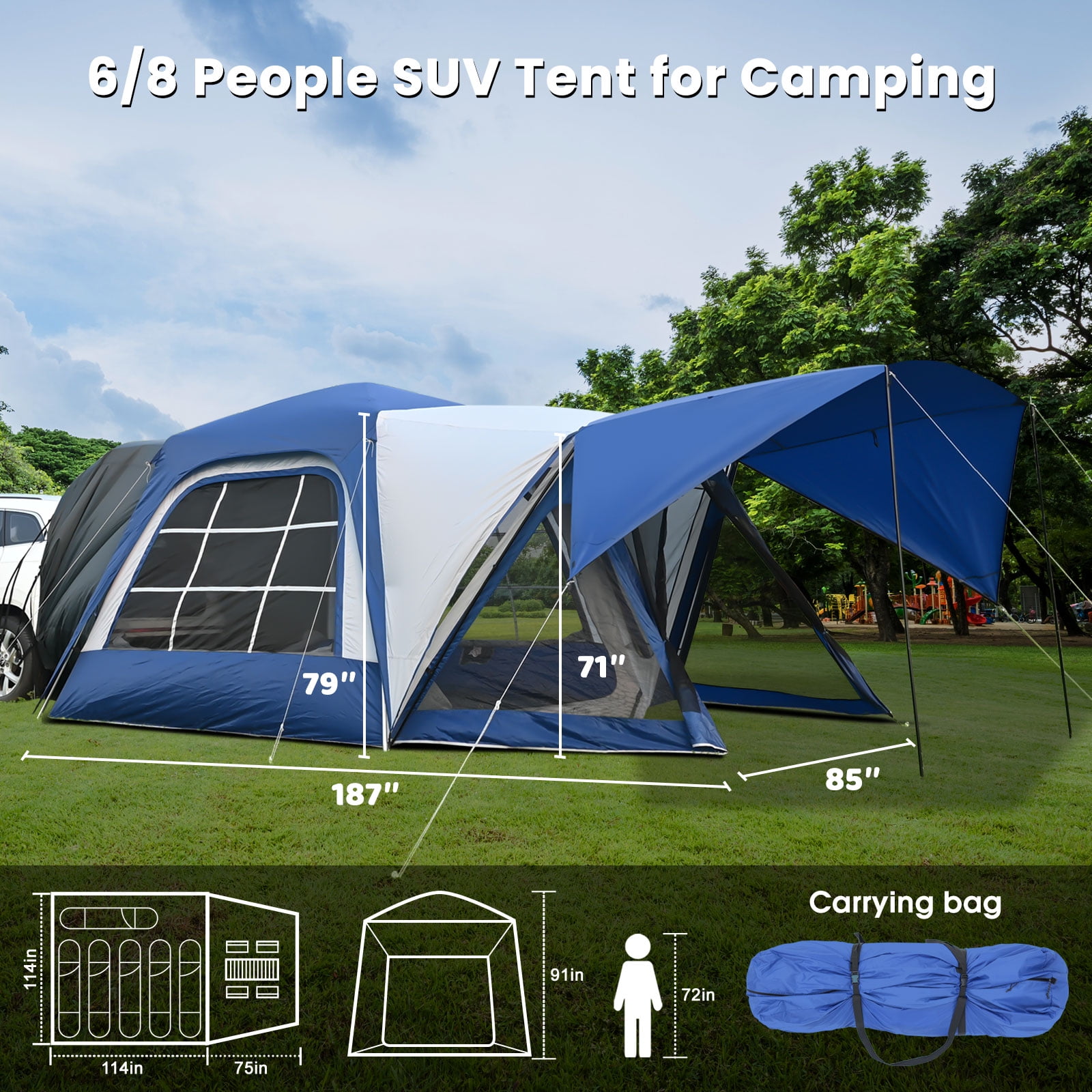 MOPHOTO SUV Tents for Camping 6-8 People, 10x10ft SUV Tent