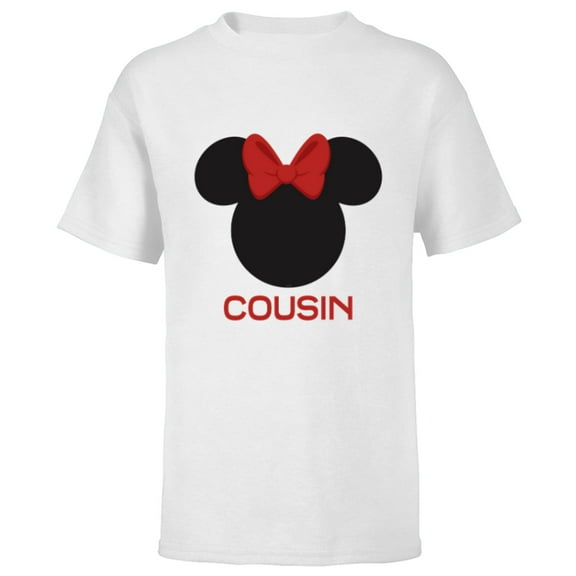Disney Minnie Mouse Red Bow Icon Cousin Family- Short Sleeve T-Shirt for Kids - Customized-White