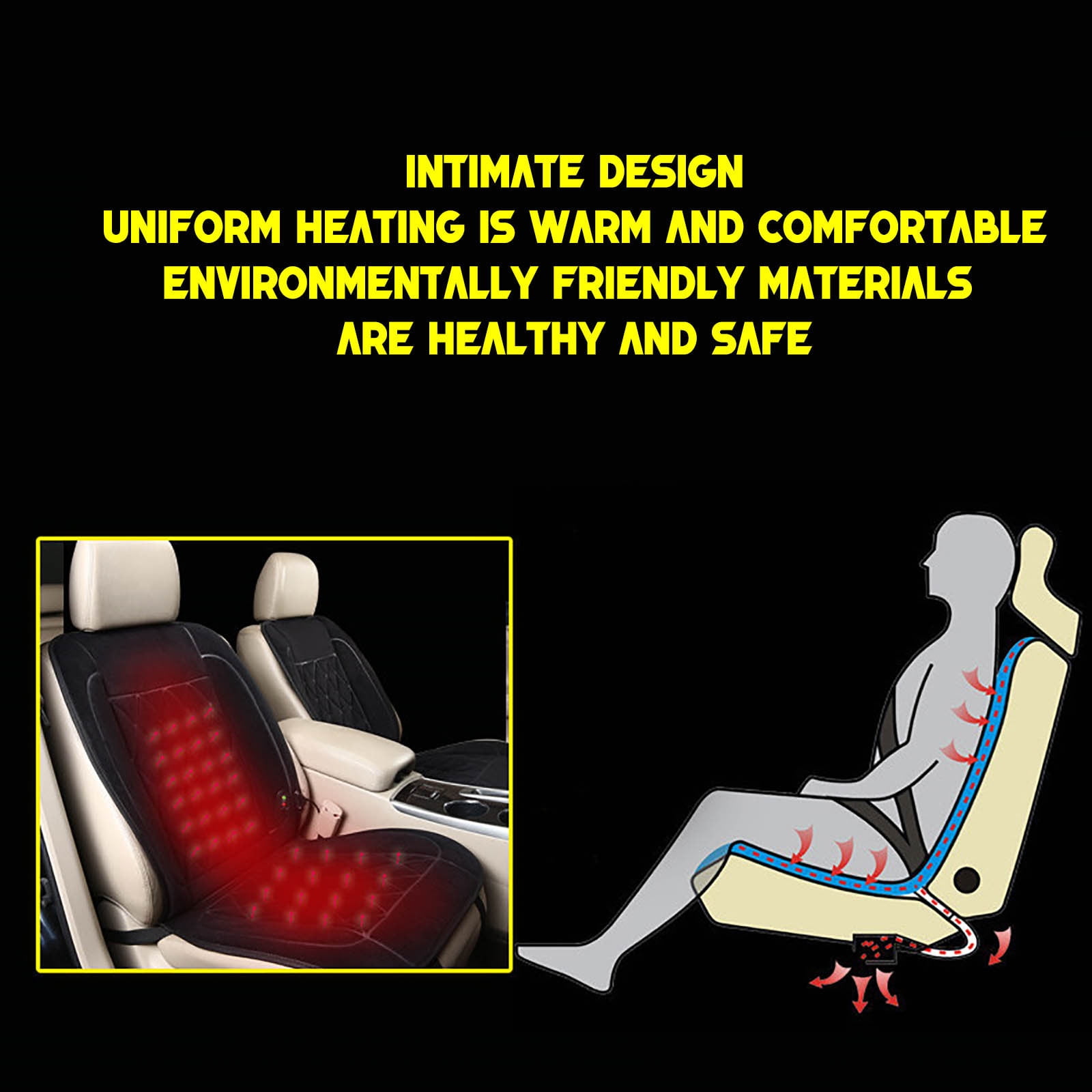 EQWLJWE Heated Seat Cover,Comfort Velvet Seat Cushion with Fast Heat to  Promote Blood Circulation Relieve Fatigue Clearance