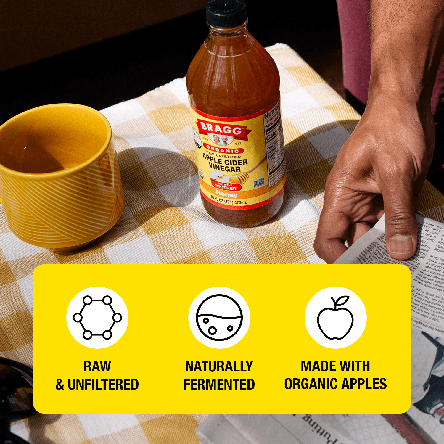(6 pack) Bragg Organic Apple Cider Vinegar Honey with The Mother, Raw and Unfiltered, 16 fl oz