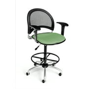 Angle View: OFM Moon Series Model 336-AA3-DK Fabric Swivel Task Chair with Arms and Drafting Kit, Sage Green