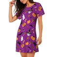 thumbnail image 2 of Balery Halloween2 Camisón de manga corta con cuello redondo para mujer, cómodo y elegante., 2 of 6