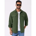 thumbnail image 4 of DARING DIVA Men's Casual Workwear Long Sleeve Button Down Hiking Shirts M Olive Green, 4 of 7