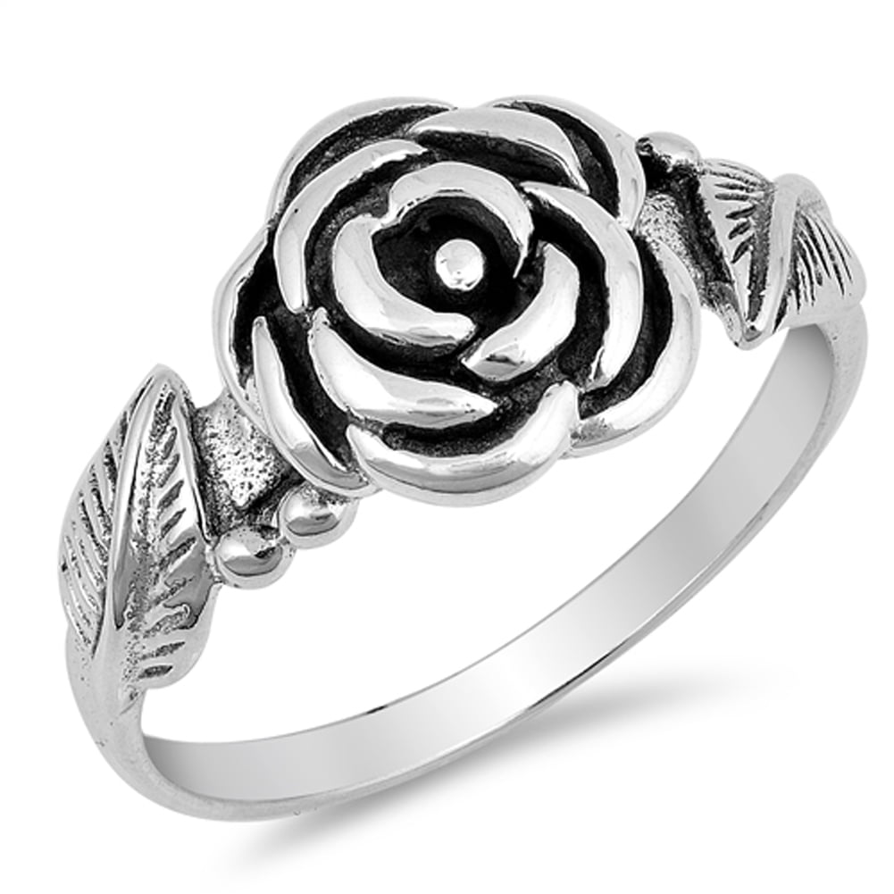 Princess Kylie Oxidized Sterling Silver Flower Feligree Ring