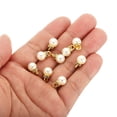 thumbnail image 4 of Unique Bargains Pendentifs Perles Factices 8 mm, Lot de 100 Perles Rondes Imitation Perle avec Strass, Beige Doré, 4 of 6