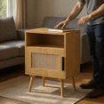 thumbnail image 4 of Homy Casa Modern Accent Cabinet with Storage for Living Room Sofa Side Organization, Oak, 4 of 9