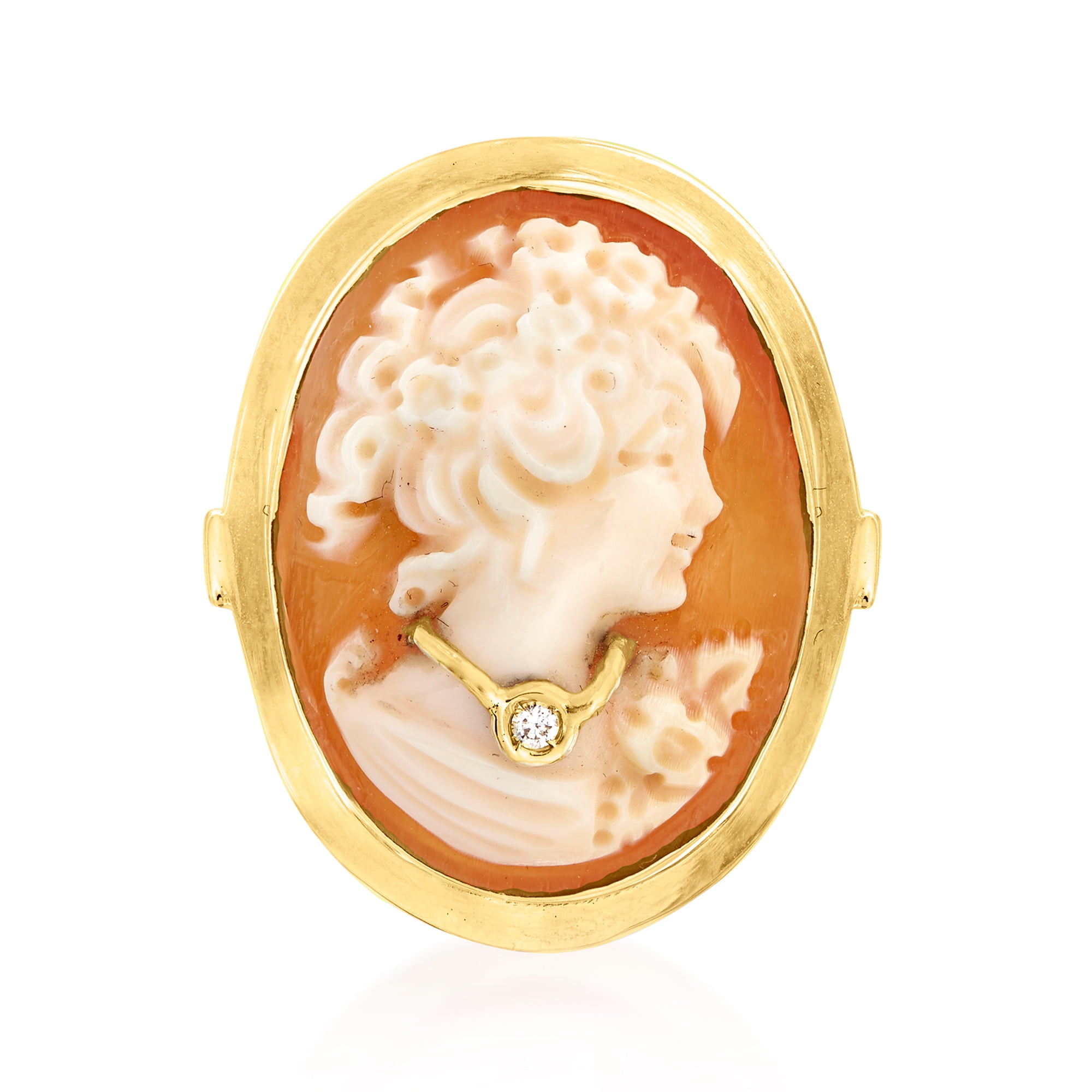 Ross-Simons Italian Orange Shell Cameo Ring in 18kt Gold Over 