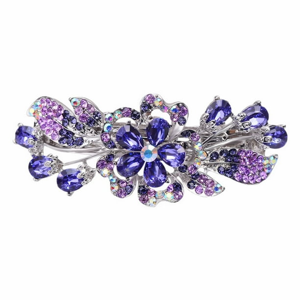 Vintage Rhinestone Wedding Hair Clip Crystal Cz Hair Barrettes Purple Crystal Barrette Cz Hairclip Decorative Headwear Crystal Wedding Headpieces