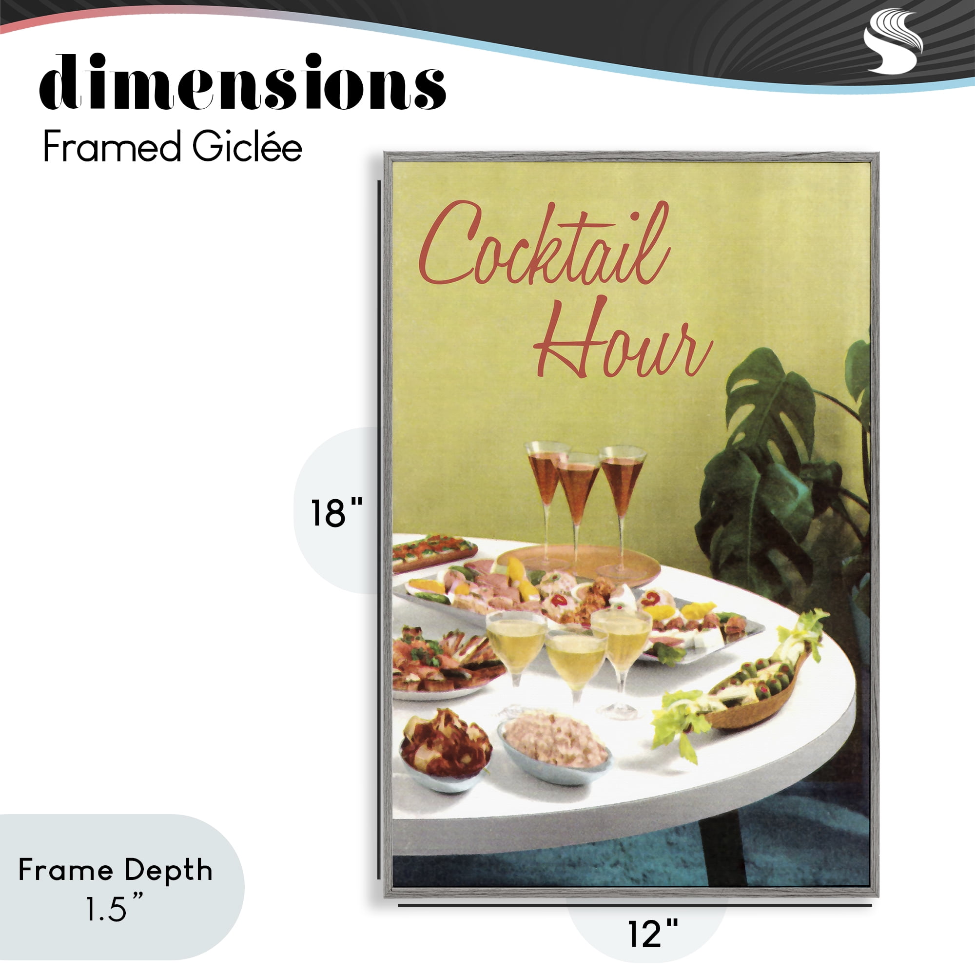 Stupell Industries Cocktail Hour Table Spread Gray Framed Giclee Art, design by Tim Wright