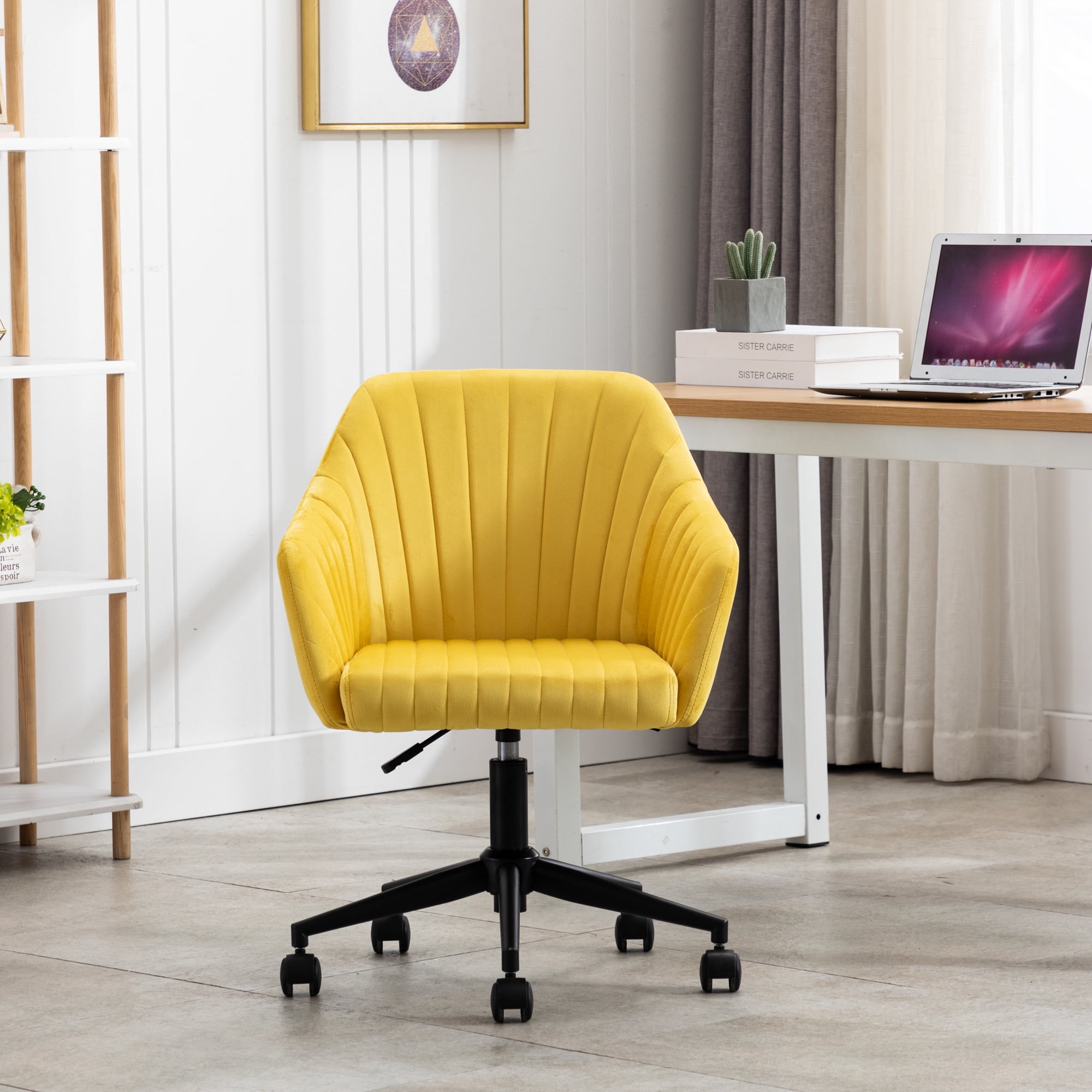 Aukfa Velvet Fabric Home Office Chair,Cute Desk Chair With Soft Seat
