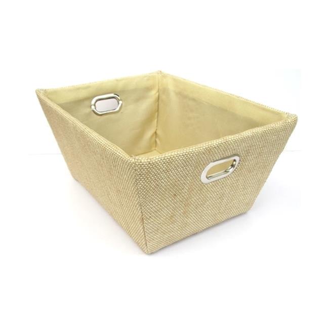 Rectangular Paper Rope Basket With Matching Beige Fabric Liner