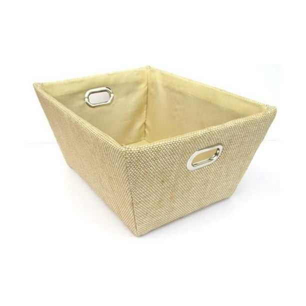 Rectangular Paper Rope Basket With Matching Beige Fabric Liner