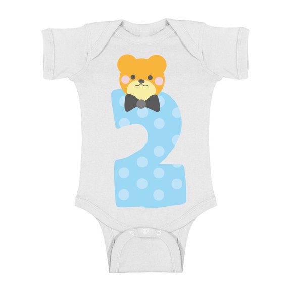 Awkward Styles Second Birthday Boy Baby Bodysuit Funny Bear Romper