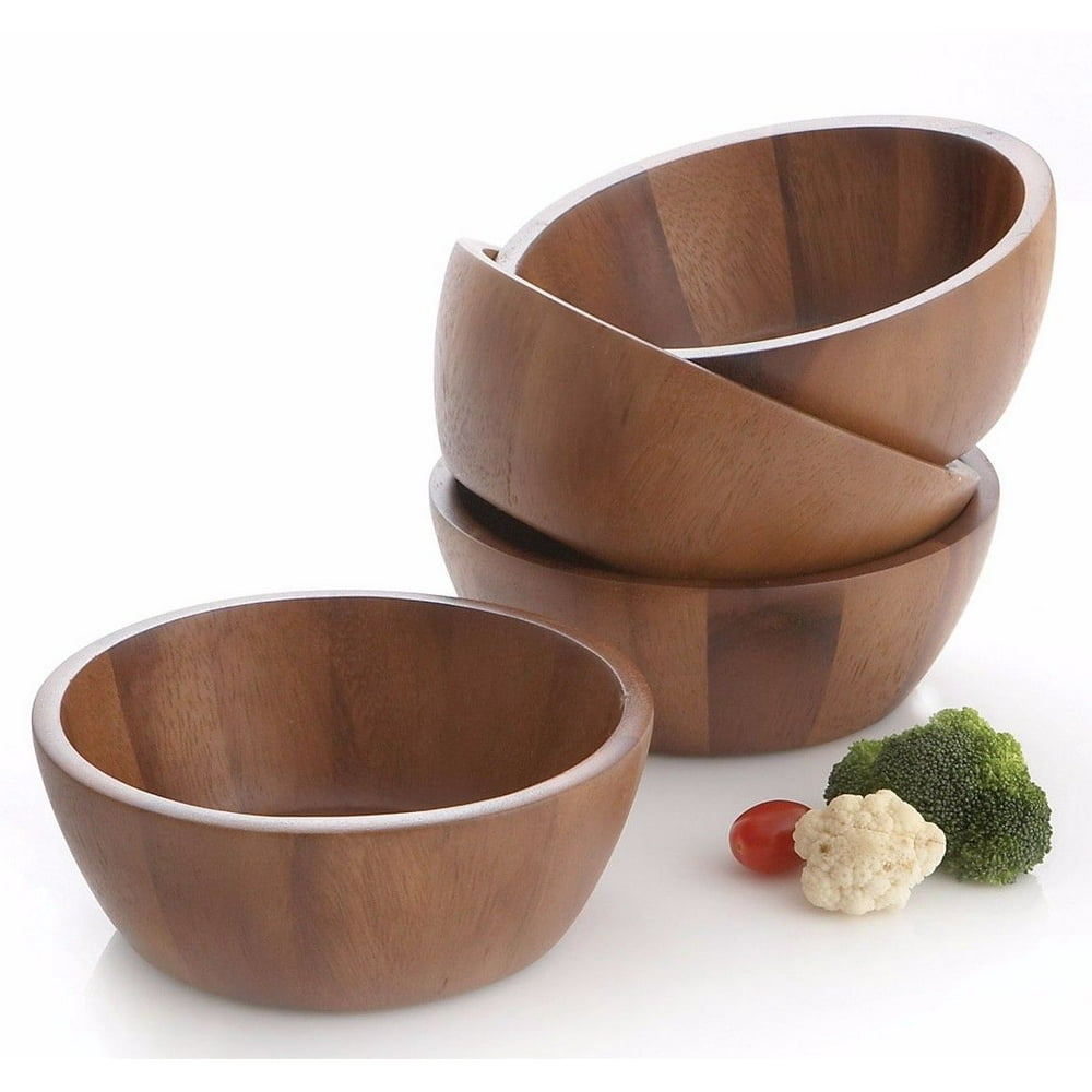 Individual Wood Bowl Serving Set 4 Piece Set