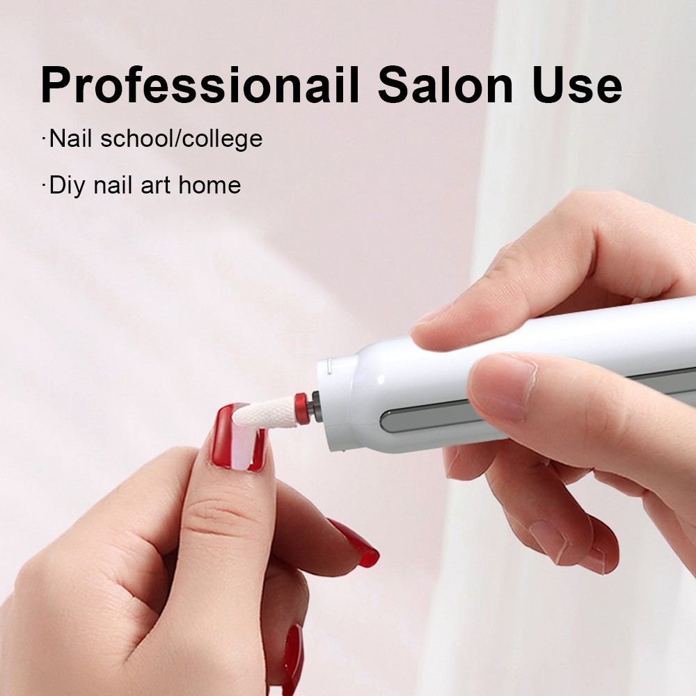 Cara Lady Electric Cordless Drill For Acrylic Rechargeable Toenail Sander For Thick , Kit With Drill White