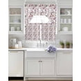 thumbnail image 3 of Pink Beige Flowers Swag Kitchen Curtains Sets for Windows 24 Inch Length, Spring Floral Elegant Pastoral Botanical Short Window Curtain Swags Valances and Tiers 3 Piece Set for Cafe/Dining Room, 3 of 5