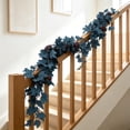 thumbnail image 5 of Tibetan Blue Artificial Maple Leaf Vines, White and Navy Plastic Hanging Fall Leaf Garland, 175cm Long Staircase, Dining Table, Fireplace All Season Decoration, 5 of 7