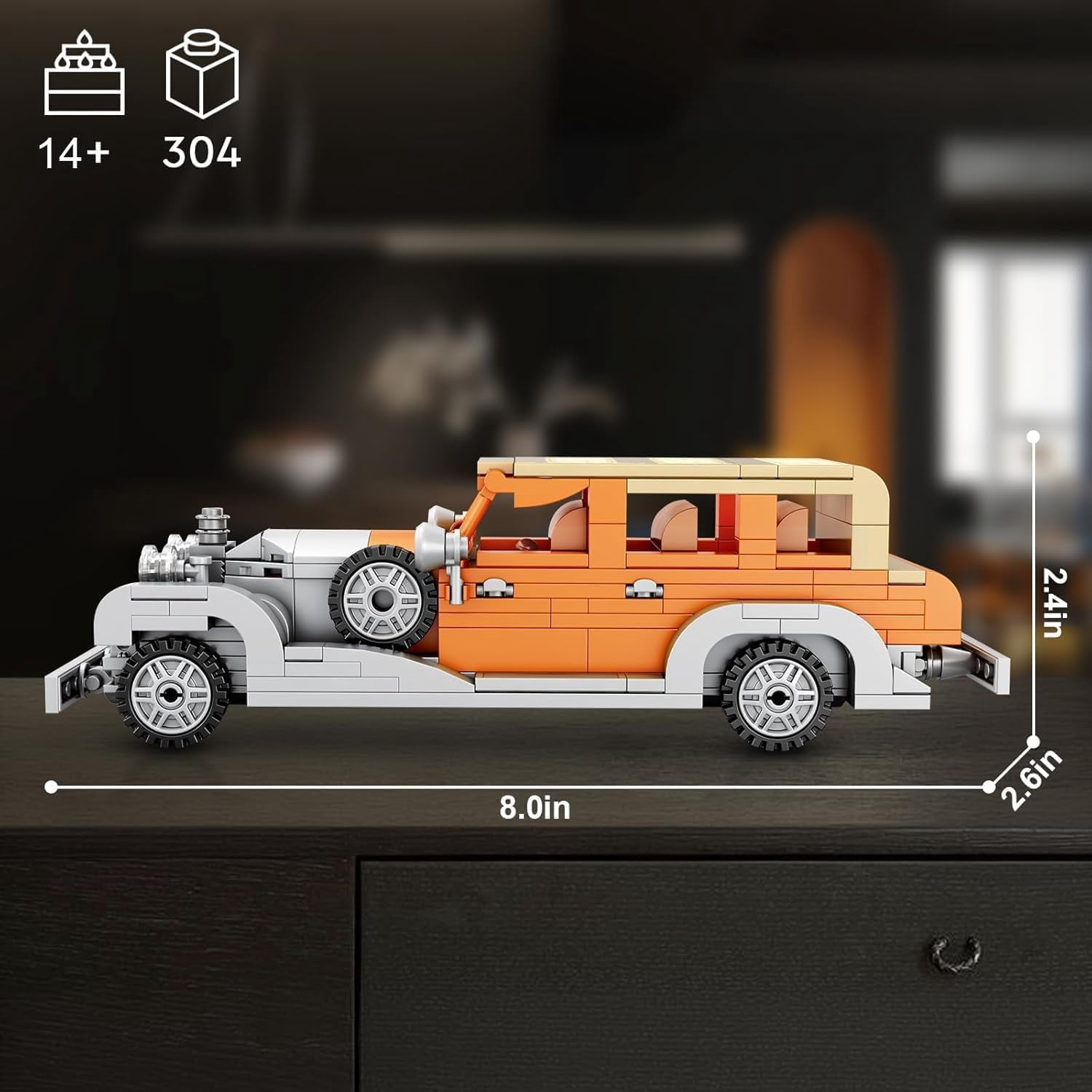 Classic Car Building Set for Adults, Retro Race Cars, Vintage Sports Car Collectible Decor Model Kit,