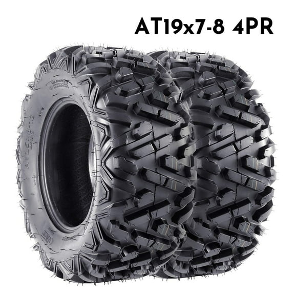 Telyswee Set of 2 QD518 19x7-8 19x7x8 4 Ply M/T ATV UTV Mud Tire Off-Road Tires All-Terrain, Tubeless Black