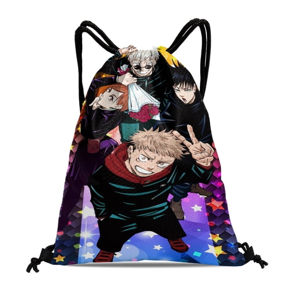 GYLJY25 Jujutsu Kaisen Drawstring Backpack 11.8"x15.7" Tote Bag Party Favors Machine Washable & Reusable for Daily Use