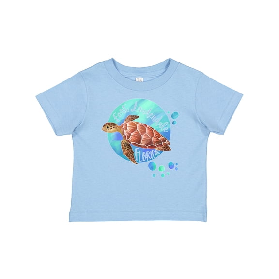 Inktastic Fort Lauderdale, Florida Swimming Sea Turtle with Bubbles Boys or Girls Baby T-Shirt