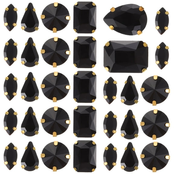 HEMOTON 50 Pieces Black Crystal Rhinestones for Sewing DIY Craft Projects Decoration Accessories