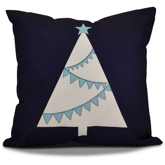 16" x 16" Simply Daisy Garland Tree Polyester Accent Pillow, Navy (1 Count)