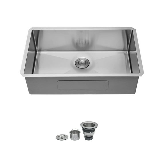 Acpouw 33 Inch Undermount Sink - 33" x 19" x 9" Undermount Stainless Steel Kitchen Sink 16 Gauge 9 Inch Deep Single Bowl Kitchen Sink Basin, Includes Drain Assembly (No Additional Accessories)