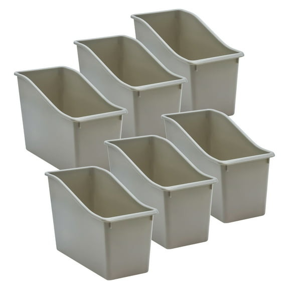 Teacher Created Resources Plastic Book Bin, Gray, Pack of 6