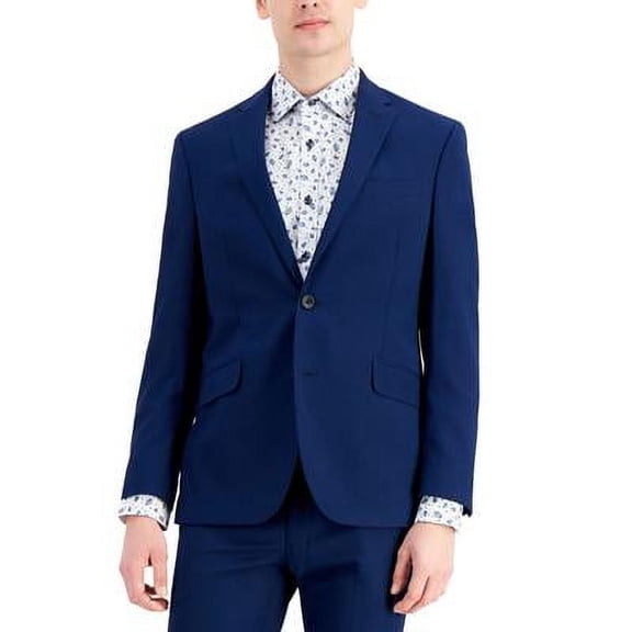 Kenneth Cole Mens Slim fit Suit Jacket Blazer 46 R Blue Solid Stretch