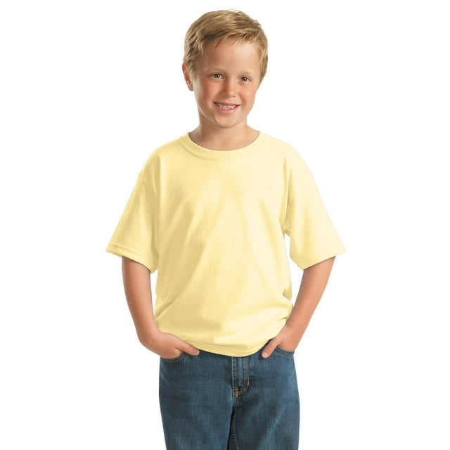 Gildan Boy's 100 Percent Cotton Short Sleeve Taped Neck T-Shirt - 5000B
