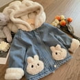 thumbnail image 4 of Hpgjzj Girls' and Toddler Fleece Denim Jackets Zip Up Winter Coats Long Sleeve for 1-8Y with Bunny Ears Pockets 2024, 4 of 7