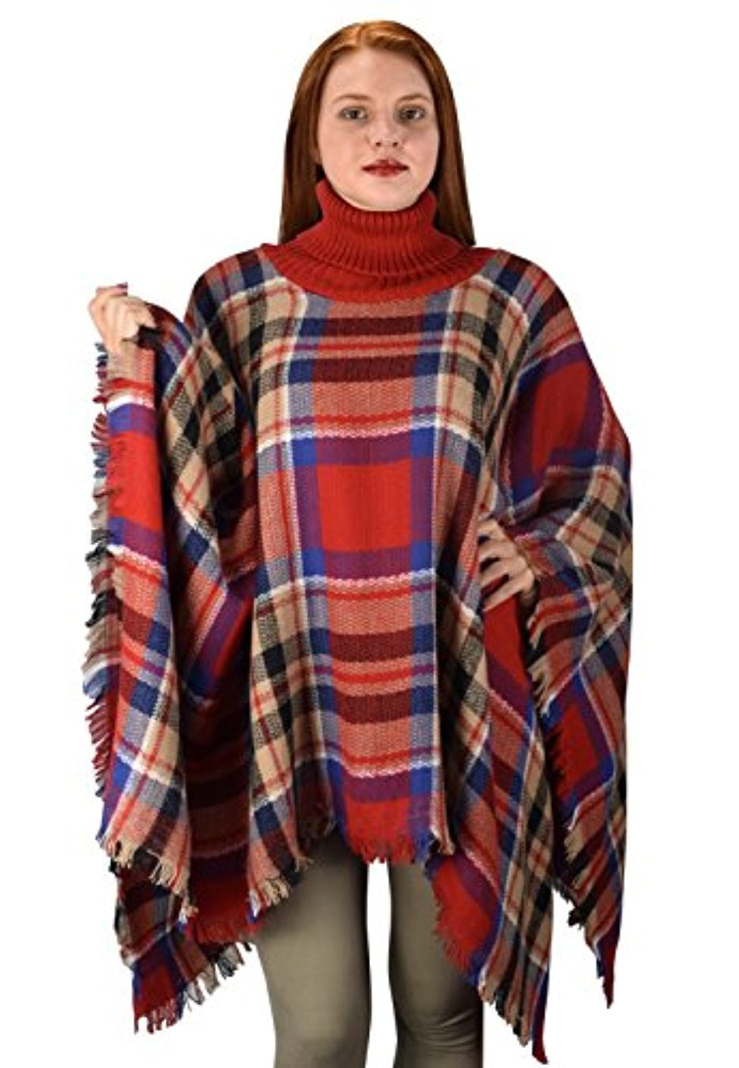 Peach Couture Cowl Neck Plaid tartan over sized blanket scarf Winter ...