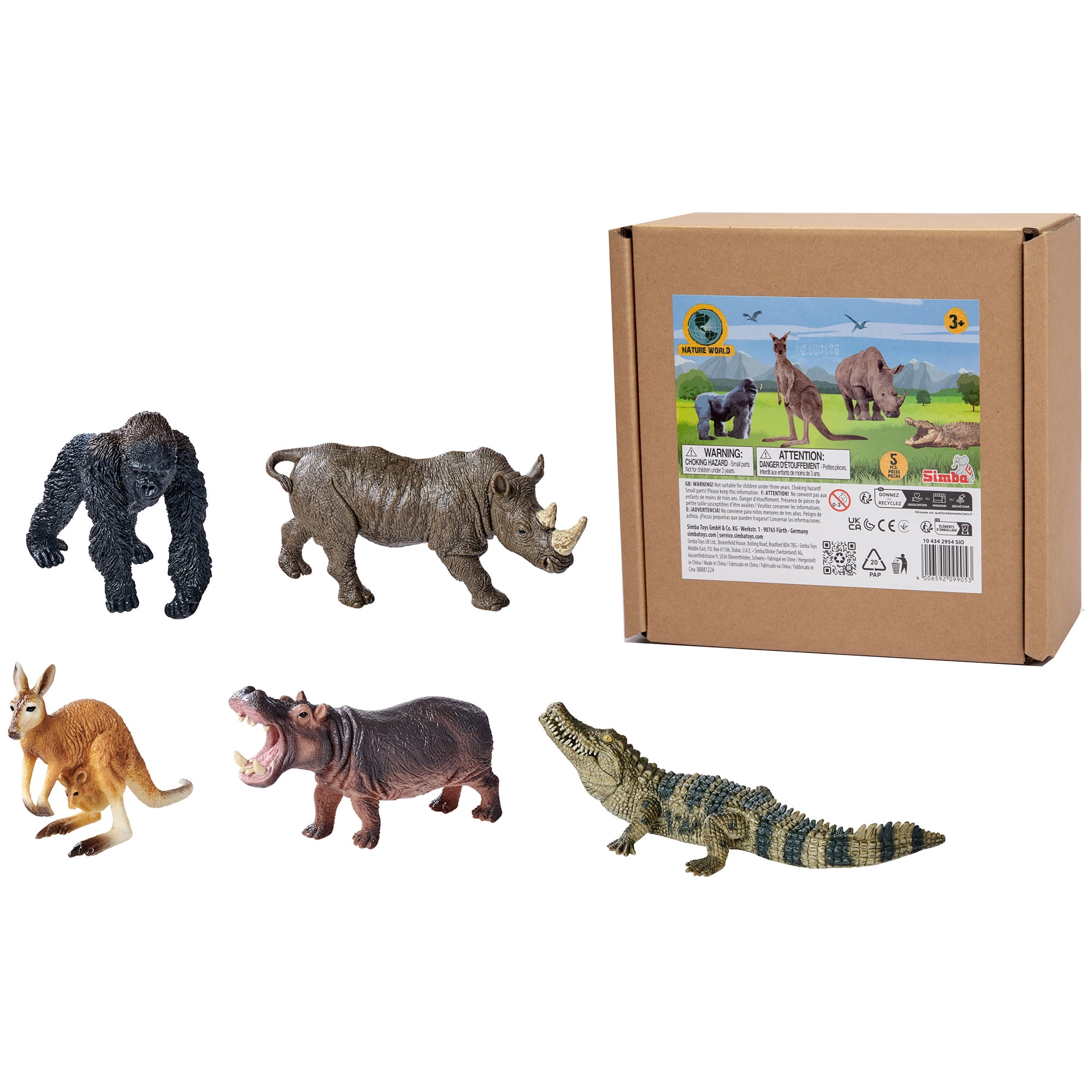Simba Toys: Wild Animals Set – 5 Wildlife Figures, Brown Bear, Polar Bear, Llama, Panda, Penguin, Colorful-Detailed, Realistic Toy Miniatures, Kids 3+