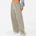thumbnail image 6 of YDKZYMD Women's Sweatpants Light Gray Wide Leg Clearance Elasticwaist with Pockets Sweatpants High Waisted Straight Leg Fall Baggy Pants Teen Girls Flare Petite Jogger Pants Khaki XL, 6 of 7