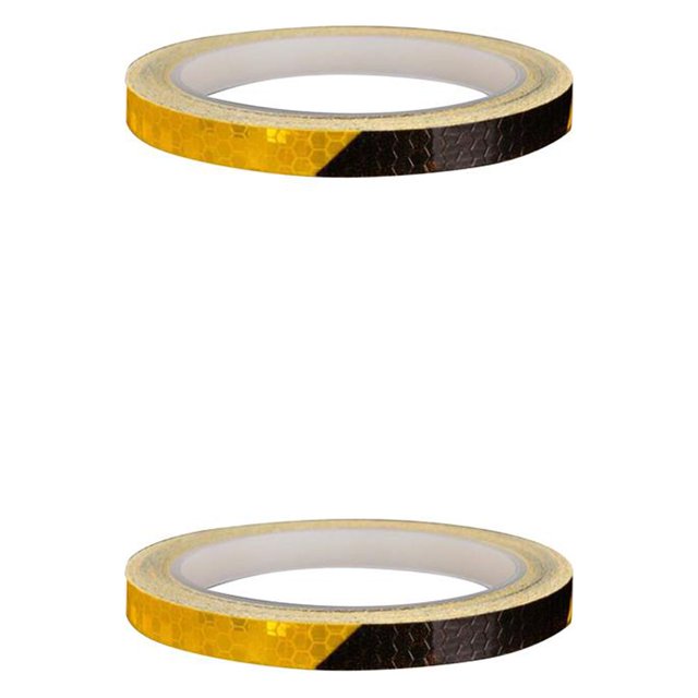 Transemion 8M Reflective Sticker Rim Luminous Warning Tape Motorbike Bike Frame Wheel Reflector Strip black orange 2Set