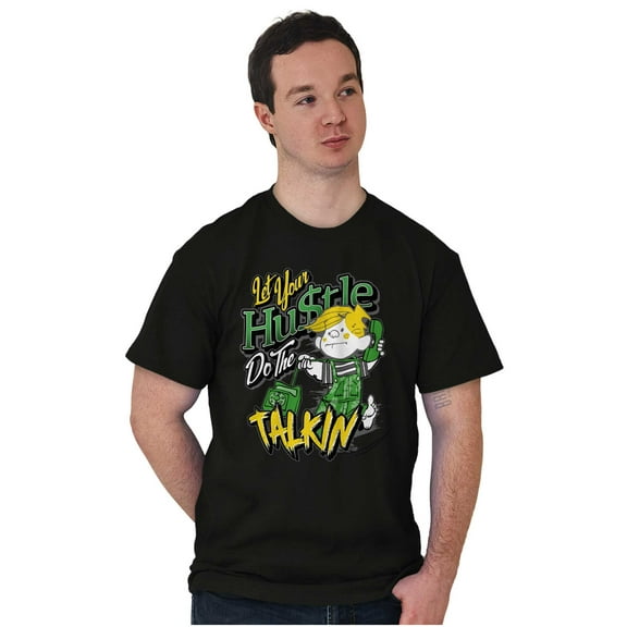 Let Your Hustle Do The Talkin Cartoon Men's Graphic T Shirt Tees Brisco Brands S