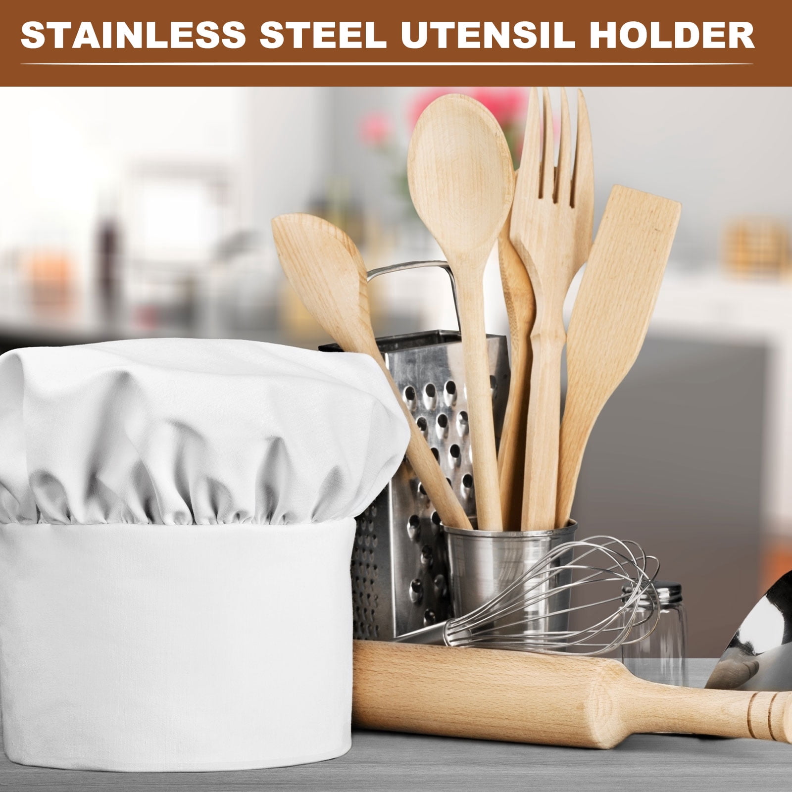 Stainless Steel Utensil Holder, Kitchen Cutlery Holder Flatware Organizer for Forks Silver