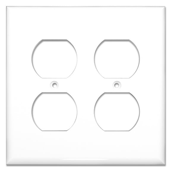 NEU 2-Gang Duplex Receptacle Outlet Cover Mid-Size Switch Wall Plates, 4.75" x 4.75", Unbreakable Polycarbonate Thermoplastic, Glossy White