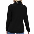 thumbnail image 2 of Women's Long sleeves Solid High Neck Sweatshirts Casual Drawstring Loose Lightweight Pullover, 2 of 7
