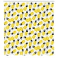 thumbnail image 3 of Pineapple Shower Curtain, Star Patterned Arrangement of Exotic Fruits with Greyscale Leaves, Fabric Bathroom Set with Hooks, 69W X 84L Inches Extra Long, Black Grey and Yellow, by Ambesonne, 3 of 3
