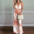 thumbnail image 3 of Women Sleeveless Jumpsuits Summer V Neck Modest Wrap Jumpsuits Orange S, 3 of 5