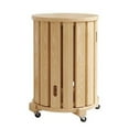 thumbnail image 1 of Solid Wood Stackable Stools Set of 4, Oak Dining Stools Side Table Nesting Tables with Caster & Brake, 1 of 7