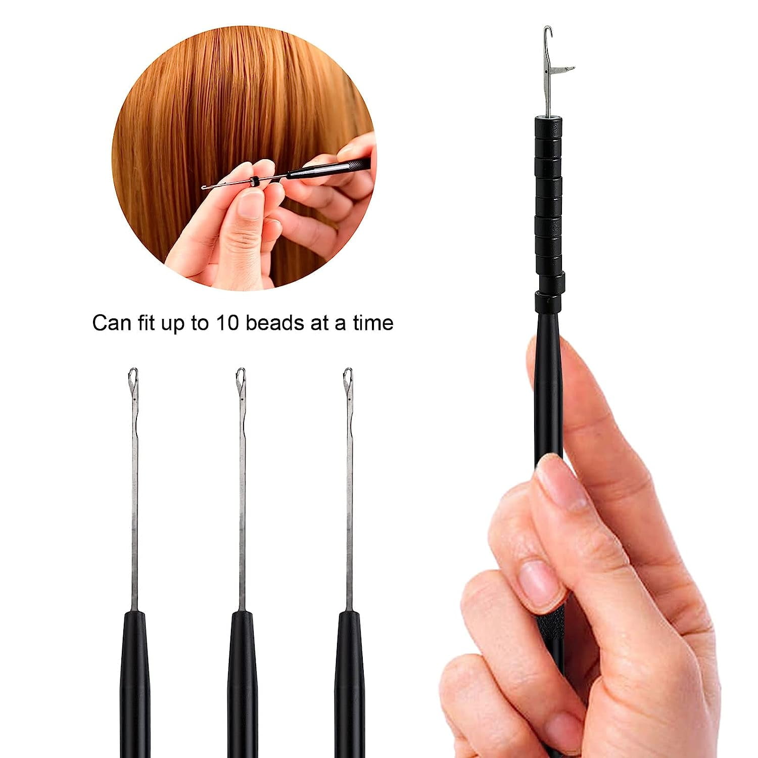  6 pcs Wood-like Hair Extension Loop Needle Threader Wire  Pulling Hook Bead Tool for Silicone Link Rings Beads and Feathers  Extensions Loop Tools : Industrial & Scientific