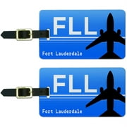 Fort Lauderdale FL (FLL) Airport Code Luggage Suitcase Carry-On ID Tags, Set of 2