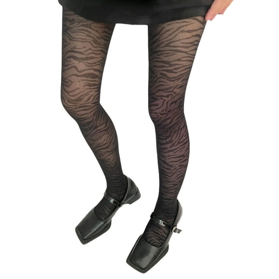 Women Fashionable Zebras Patterned Tights Hosiery Sheer Mesh Animal Print Pantyhose Stockings for Party and Casual Wear