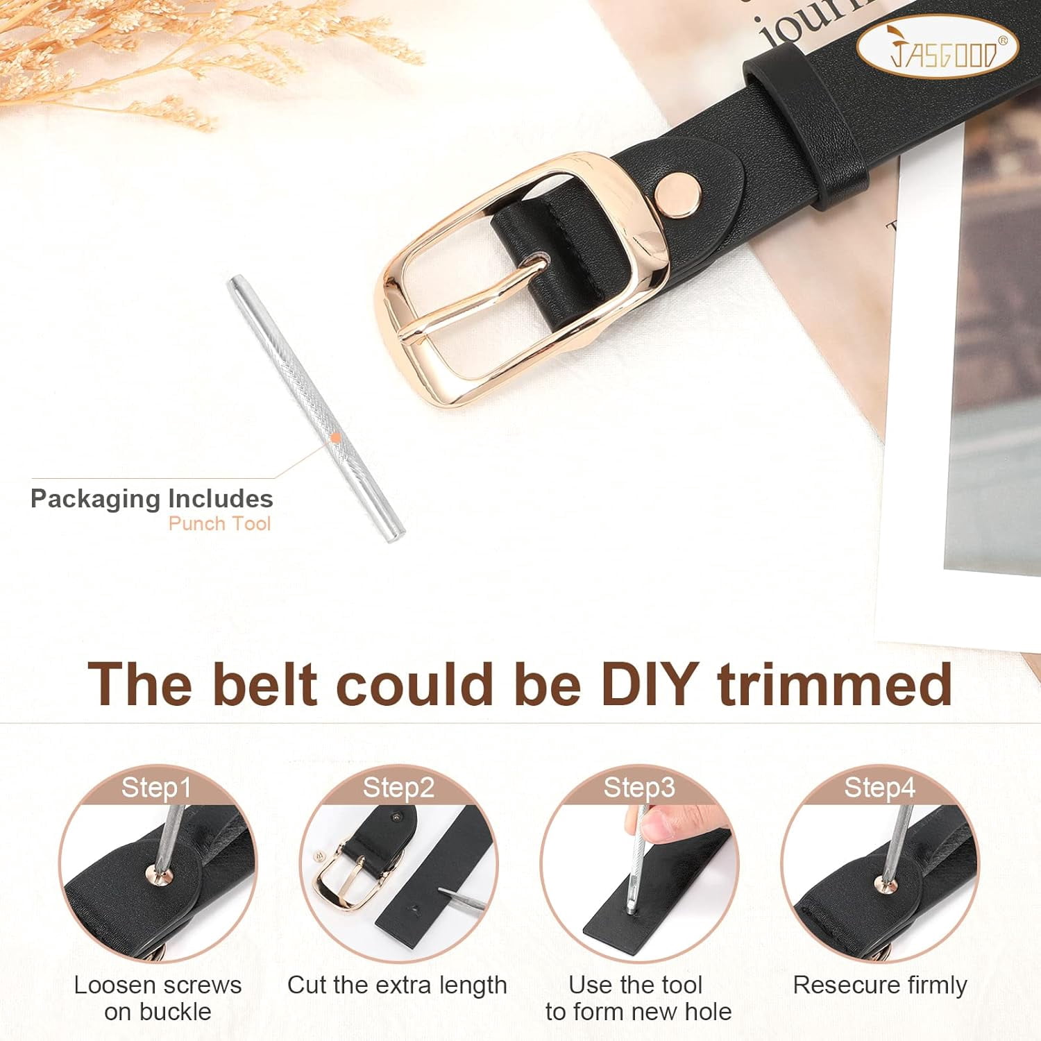 9527 [2 Pack Leather Belt Women-womens With Pin Buckle-belts Ssumday Women main image 2