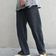thumbnail image 2 of Pantalones para hombre, pantalones casuales negros rectos para hombre, holgados, con abertura, moda Y2k, estilo Harajuku de verano, tendencia de estilo coreano, 2 of 4